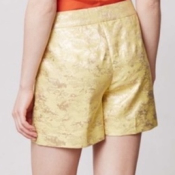 Leifsdottir Anthropologie Gold Brocade Shorts 4 6 - Picture 5 of 12